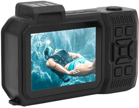 Acouto 4K 65MP Dual Screen wasserdichte Digitalkamera, Autofokus-Unterwasserkamera, 2,88 Zoll + 1,44 Zoll, 2500 MAh, 33 Fuß wasserdichte Kamera, Kunststoff, Zum Schnorcheln (ORANGE)