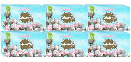 Fabulosa Toallitas Perfumadas para Secadora, Enriquecedor de Fragancias de Ropa, Aroma de lavado reforzado y más duradero, adecuado para todas las telas, 240 toallitas, Paquete de 6, Fantabulosa