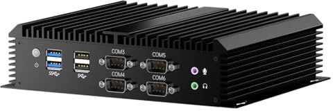 Mavsloly PC industriel, mini ordinateur sans ventilateur avec Core i3-8130U, 8 Go de RAM 128 Go SSD, double NIC 2,5 G LAN, 6 COM RS232, prend en charge le module 4G/SIM, Wi-Fi, 1 HDMI, 1 VGA, Windows