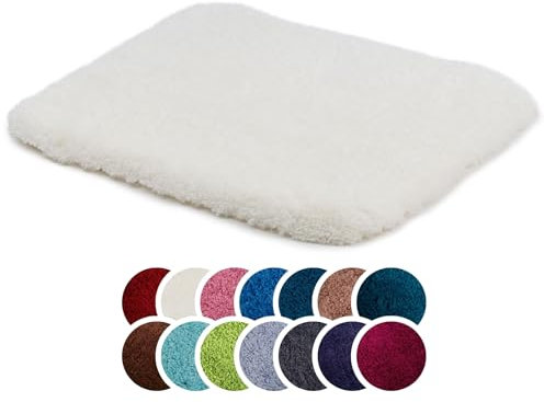 liebling Superior Badteppich mit Anti-Rutsch-Beschichtung, 100% Polyester (Mikrofaser), 50 x 45 cm, 30 Grad waschbar, Fußbodenheizung geeignet, Farbe: Creme