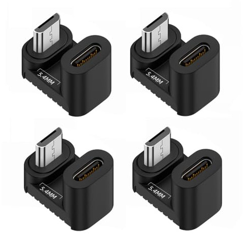 CY Adapter 4pcs/lot USB-C USB2.0 Type C Female to Micro USB Male Power Data Adapter 360 Degree Opposite Down Back Angled
