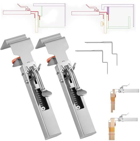 Adjustable Drawer Fixing Clamp, One-Touch Fixed Removable Drawer Clamp, Thickness Adjustable from 21 to 50 MM, 2 Types of Bow Clips Suitable for Various Drawers Drawer Front Installation Clamps(2pcs)