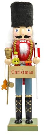 BHFYOB 40 cm Schiaccianoci Marionette Soldato Decorazione Creativa Festival Bambole di Legno Artigianato Ornamento Casa Party Decorazioni