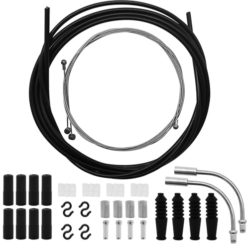 Fahrrad Bremszug Set, Bowdenzug Universal Fahrrad Bremszug und Schaltzug Mit 8 C-Schnallen, Fahrrad Bremsseil Hinten Fahrrad Innenzug Set mit 2 V Bremskrümmer(90 Grad) für Mountainbike Rennrad Fahrrad