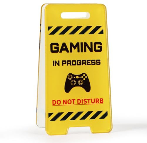 Funny Warning Gaming In Progress Sign Desk Sized Do Not Disturb Mini Sign Game Room Decorations for Boys Man Cave Funny Clips Birthday Gaming Party Christmas Gifts