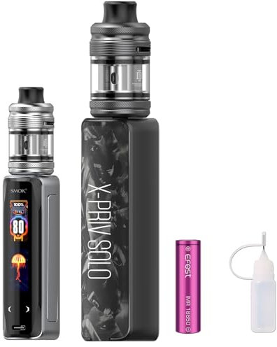 E Zigarette, Smok X PRIV Solo Kit mit 3,5ml TF-D Subtank und Extral 18650 Akkus,Dual-Display Bildschirm Vaporizer Starter Set, Ohne E-Liquid,Ohne Nikotin (Schwarz Shell)