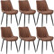 CLIPOP Esszimmerstühle 6er Set mit Metallbeinen, Küchen Stühle für Esszimmer Büro Restaurant (Kunstleder Braun, 6er Essstühle)