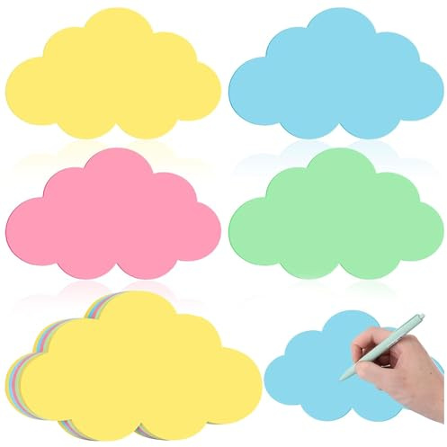 40 Stück Moderationskarten Wolke 14x23cm Präsentationskarten 4 Farben Bunt Metaplankarten Flipchart Papier Metaplankarten Set Lernkarten für Büro Schule Hellgrün Hellgelb Hellrosa Hellblau