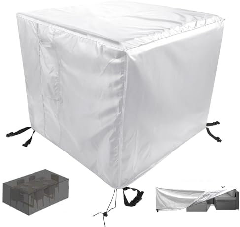 Wasserdichte, robuste 420D-Oxford-Gewebe, Outdoor-Gartenabdeckung für Tisch und Sofa, Silber, 120 x 120 x 74 cm