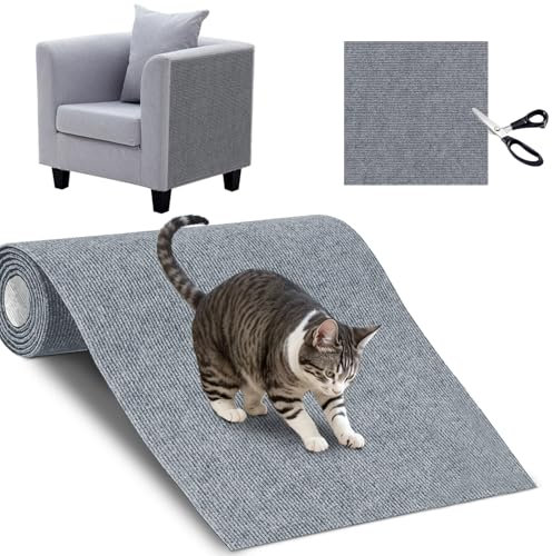 Cat Scratching Mat - Self-Adhesive Cat Scratching Post, Anti Cats Scratch Furniture Protectors Pad, Diy Climbing Carpet Scratch Boards Scratcher Mat for Carpets, Sofa, Walls (30x100CM,Grey)