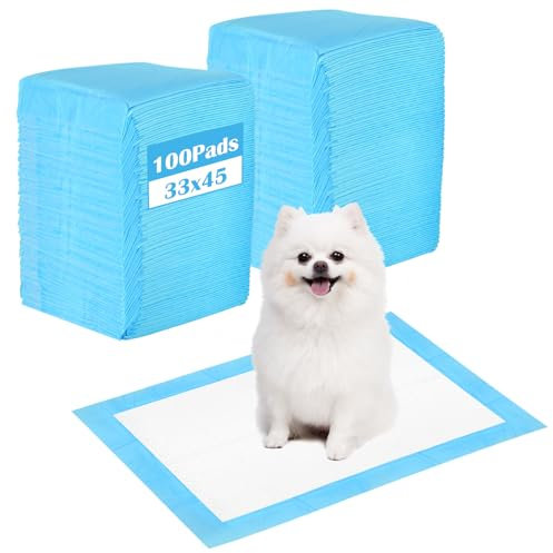 CIOXSOIO 100 Stück PIPI Matten für Hunde, 33X45cm Trainingspads für Welpen, Wickelunterlagen Einweg, 5-lagiges Auslaufsicheres Schnell Trocknender, Einmalunterlagen Inkontinenzunterlage
