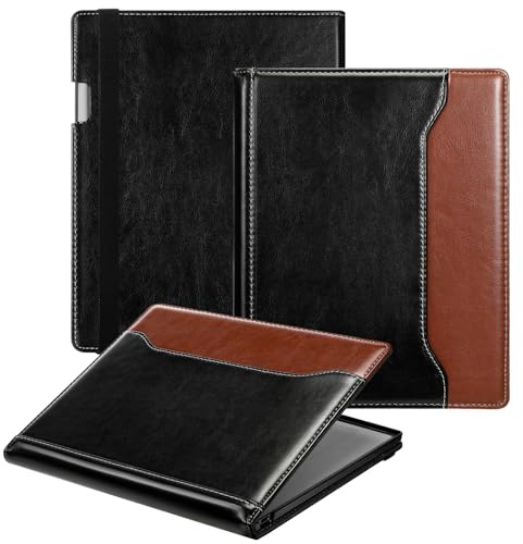 E NET-CASE Case for Remarkable Paper Pro Tablet 11.8 inch (2024 Released) - New Business Design Upgraded Leather Cover for Remarkable Paper Pro Digital Paper with Stand & Pen Holder (Black & Brown)