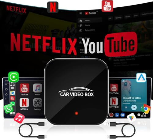 Wireless Carplay Adapter with YouTube,Newest Carplay Wireless Adapter & Android Auto Wireless Dongle Easy to Setup,5GHz WiFi,Magic Box Convert Wried to Wireless CarPlay Stream to Your Car