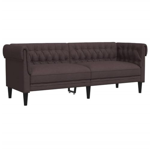 Generico Kangqiling Chesterfield-Sofa, 3-Sitzer, dunkelbraun, aus Stoff, Braun, 372559