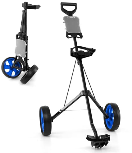SPOTRAVEL Golf Trolley, Foldable Golf Cart | with Ergonomic Handle and Adjustable Bag Straps, Portable Golf Bag Holder for Children Adults