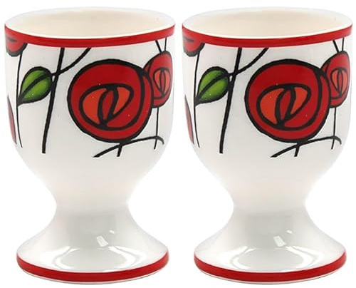 The Leonardo Collection Charles Rennie Mackintosh Egg Cups | Ceramic Egg Holders, Art Nouveau Design, Breakfast, Decorative Tableware, Home Accent