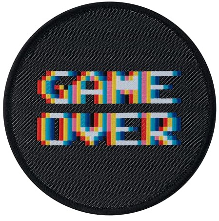 Patch Game Over Glitch Embroidered Iron-On Patch 8 x 8 cm | Sew or Iron On Applique Badge