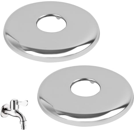 2 x 26mm G3/4 Chrome Tap Shower Pipe Cover High Collar Steel，Elegant Chrome Finish for Bathroom and Kitchen Plumbing