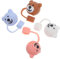OATIPHO Lot De 4 Pailles En Forme D'Ourson Capuchon De Paille Couvercle De Paille Mignon En Gel De Silice