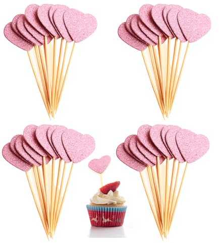40 Stück Cupcake Topper, Glitzerpapier Kuchen Deko Für Geburtstag Hochzeit Cupcakes Kekse Festtag Dekoration