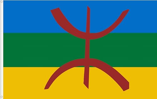 DRAPEAU AMAZIGH OU BEREBER. QUALITÉ RASE PREMIUM 120. GRAND 150X90 CM