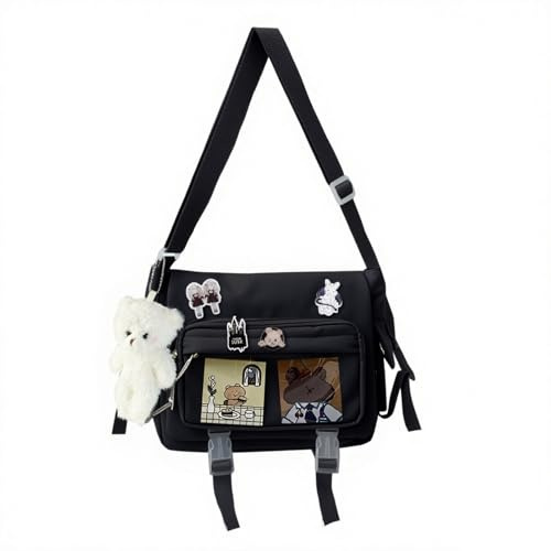 HuiYStar Kawaii Umhängetasche Ita Bag für Damen mit Pin und Anhänger–Japanische Messenger Bag Y2K Schultertasche