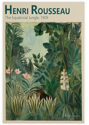 WEGAGTTT Henri Rousseau Dschungel-Druck, Leinwand-Poster, Wandkunst, Dekordruck, Bild Gemälde für Wohnzimmer, Schlafzimmer, Dekoration, 40 x 60 cm