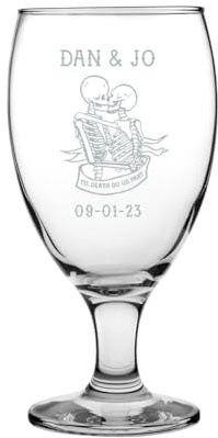 Personalised Engraved Tulip Beer Glass – Custom Name, Message or Logo – Pint Glass Gift for Mum, Dad, Birthdays, Christmas, Father’s Day – Custom Beer Glass 400ml (TILL DEATH ANNIVERSAR)