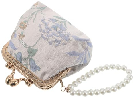 Gatuida Pochette Porte-Monnaie Femme en Brocart à Fleurs Bleu Pissenlit Petite Taille avec Fermoir Métallique Portefeuille Chinois Élégant pour Soirées et Usage Quotidien