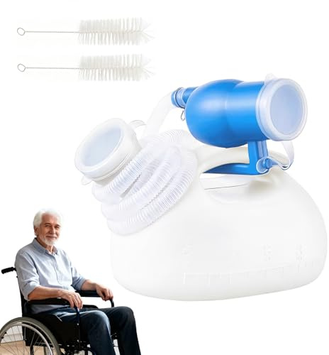 Urine Bottles Male 2000ml, with 1.6M Hose and Cleaning Brush(White) | Portable Urinal Bottles for Men Women Urine Bottle,Lidded Leak-Proof Design,Ideal for Motorist Hospitals Camping Elderly Care