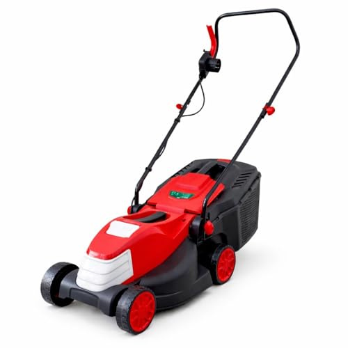 Tagliaerba Rasaerba Elettrico 1500W Larghezza Taglio 34cm con Cesto Raccoglierba 35LT Altezza Taglio Regolabile 25/45/65mm per Giardini fino a 500m², Leggero e Compatto con impugnatura Pieghevole