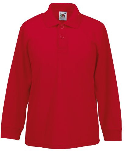 Fruit of the Loom Childrens Long Sleeve 65/35 Pique Polo/Childrens Polo Shirts (5-6) (Red)