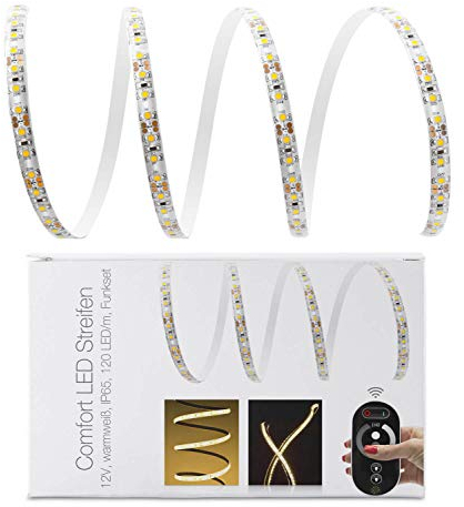 Comfort 12V LED Streifen IP65 warmweiß 120 LED/m 3528 Funk-SET & Netzteil 8m