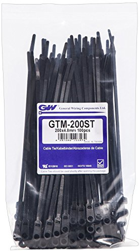GW Kabelbinder-Technik, Kabelbinder mit Schrauböse 202 x 4,8 mm, schwarz, 100 Stück, GTM-200STBC