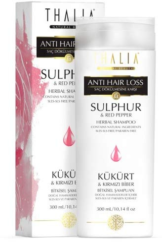 Thalia Haarpflege Shampoo mit Schwefel Extrakt 300ml, für fettige Haare, trockene/Juckende Kopfhaut, reinigend, entgiftend, belebend, revitalisierend