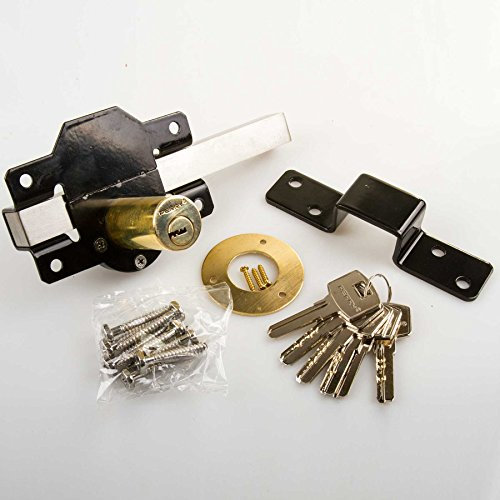 Perry 11260050BK 50mm No 1126 Single Locking Long Throw Lock with Elongated Keep and Stainless Steel Bar
