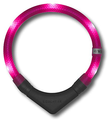LEUCHTIE® Leuchthalsband Plus für Hunde, wasserdichtes LED Halsband, enorm hell 100h Leuchtdauer, Hundehalsband Leuchtend für kleine mittlere und große Hunde hotpink Größe 37,5