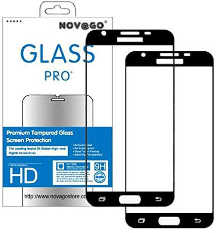 NOVAGO compatible avec Samsung J5 2017/J530 Pack de 2 Films verre Galaxy J5 2017 /J530 Films protection écran en verre trempé résistant couvre la totalité de l'écran (Noir)