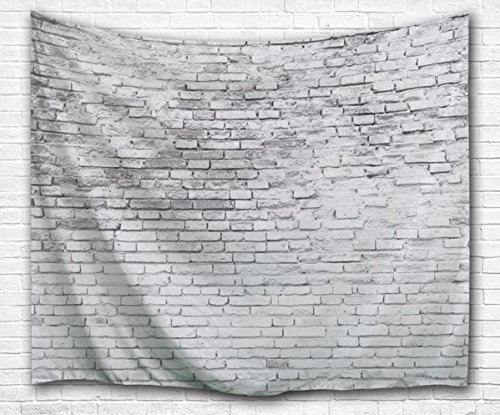 A.Monamour Wanddekor Wandbild Vorhang Wandteppiche Retro Getragen Rustikalen Gebeizt Ziegel Weiß Wand 3D Kunstdruck Textil Wandbehang Wandteppich Fenster Für Schlafzimmer 229X153Cm / 90 X 60