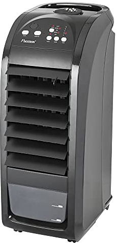 Bestron Mobiler Luftkühler mit Fernbedienung, Dauernutzung von max. 20h, 70 W, Schwarz