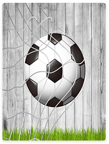 YISUMEI Decke 125x200 cm Kuscheldecken Sanft Flanell Weich Fleecedecke Bettüberwurf Fußball Holz Gras Fußballnetz