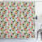 ABAKUHAUS Bunt Duschvorhang, Retro Fashion Fun Childish, Stoffliches Gewebe Badezimmerdekorationsset mit Haken, 175 x 200 cm, Korallenrot Grün