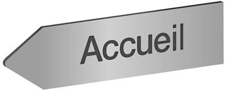 DECOHO - Panneau directionnel personnalisable - Signalétique en PMMA argent brossé - Flèche gauche, lettres noires - 80x300 mm, adhésif 3M, usage intérieur et extérieur - Argent