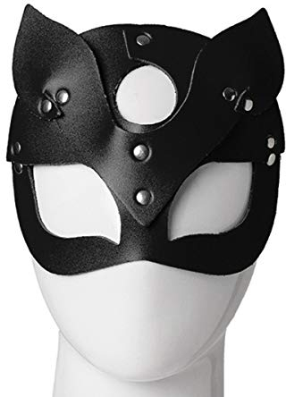 Ponacat Cosplay Maske für Halloween Party Ball Dance Frauen sexy halbes Gesicht Katze Leder Maske