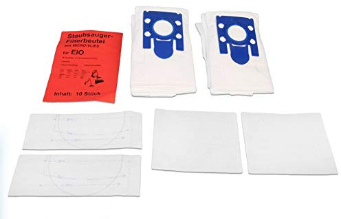 10 hochwertige Staubsaugerbeutel kompatibel mit EIO BS 47 bis 98, Futura, Vision, Varia, Exclusiv, Topo, Twister, Vivo - Ersatz für Swirl EIO 80, Menalux 6002, Wolf 1390, Europlus EIO 1603