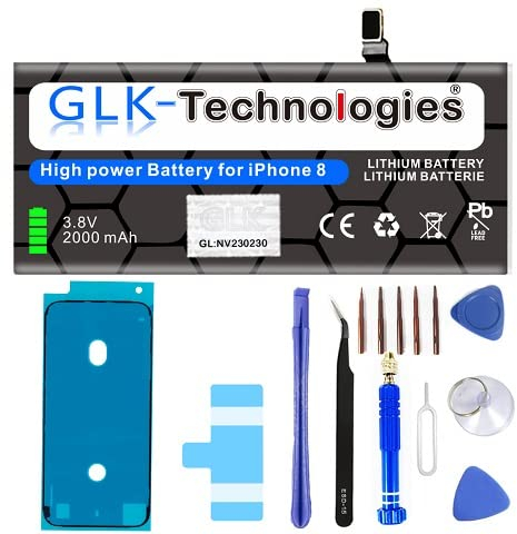 Verbesserter Ersatzakku für iPhone 8 APN A1863 A1905 A1906 | Original GLK-Technologies Battery |2000 mAh Akku | inkl. Werkzeug Set Kit NEU