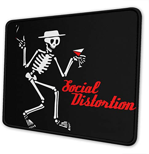 Tapis de souris avec bords cousus en caoutchouc antidérapant pour ordinateur portable, bureau et maison 10 x 12 inch Squelette de distorsion sociale