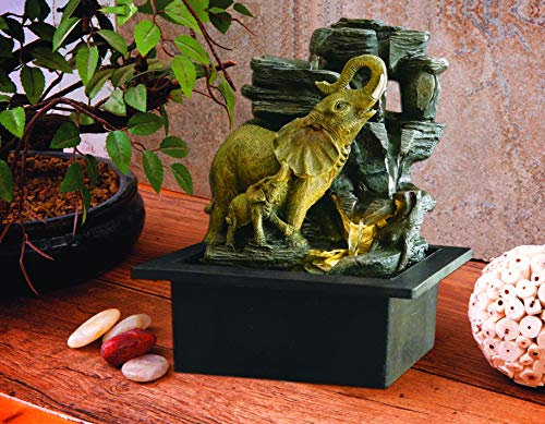 Creative Touch Elephant Fortuna Water Fountain with LED Light | Size 21 * 17.5 * 25 Cm | 3 Pin UK Plug Included |