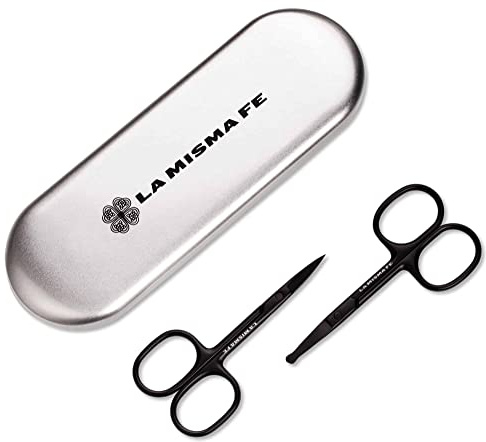 Beauty Scheren Set Augenbrauen Scheren Nasenhaare Entfernen Bartschere Männer - 2 Stück Scharf, Klein, Schwarz Mattiert