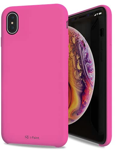 i-Paint Cover Custodia Protettiva per iPhone X/XS in Silicone Fucsia con all'interno Microfibra - Solid Case Dragon Fruit